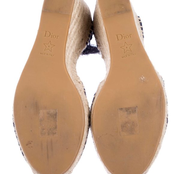 CHRISTIAN DIOR Printed Fringe Trim Accent Espadrilles Size: 7 - Picture 3 of 4